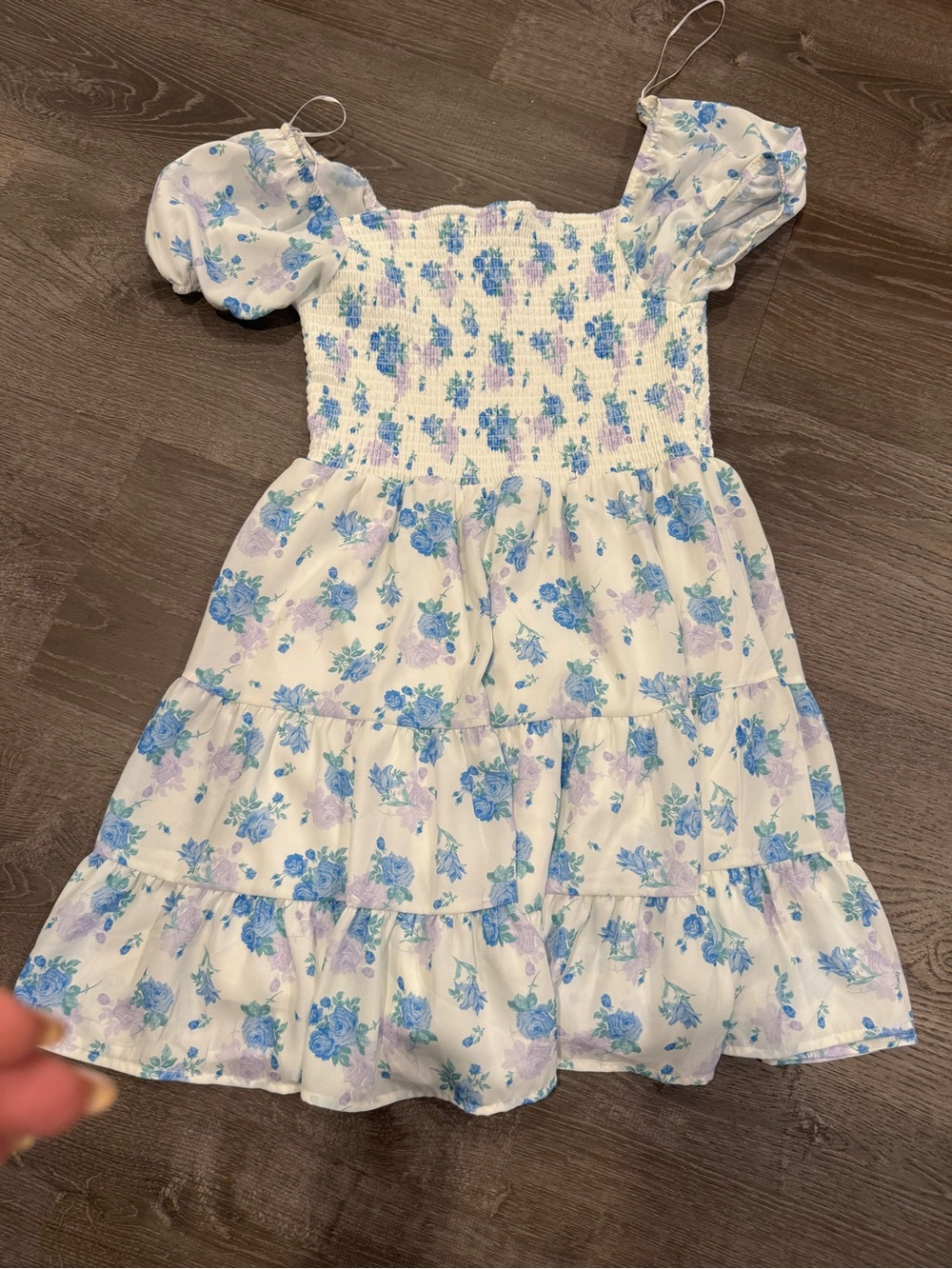 Altar'd State White Floral Smocked Puff-Sleeve Dress
